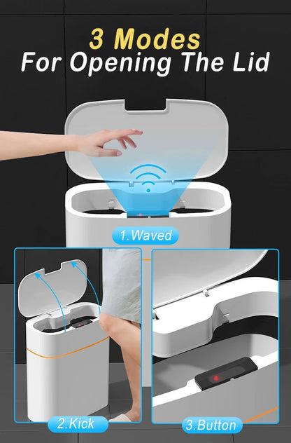 Poubelle intelligente de 16 L avec eau de rangement à induction