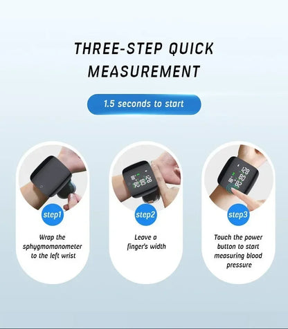 LED Rechargeable Wrist Blood Pressure Monitor English / Russian / Portuguese / Spanish Voice Broadcast Tonometer BP Monitor