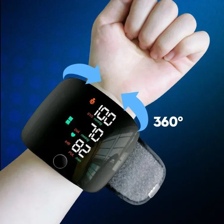 LED Rechargeable Wrist Blood Pressure Monitor English / Russian / Portuguese / Spanish Voice Broadcast Tonometer BP Monitor